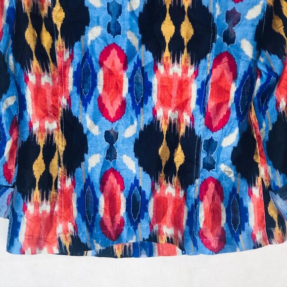 Ruby Rd shirt graphic mid or long sleeve blue multi color button down sheer READ - Picture 10 of 11